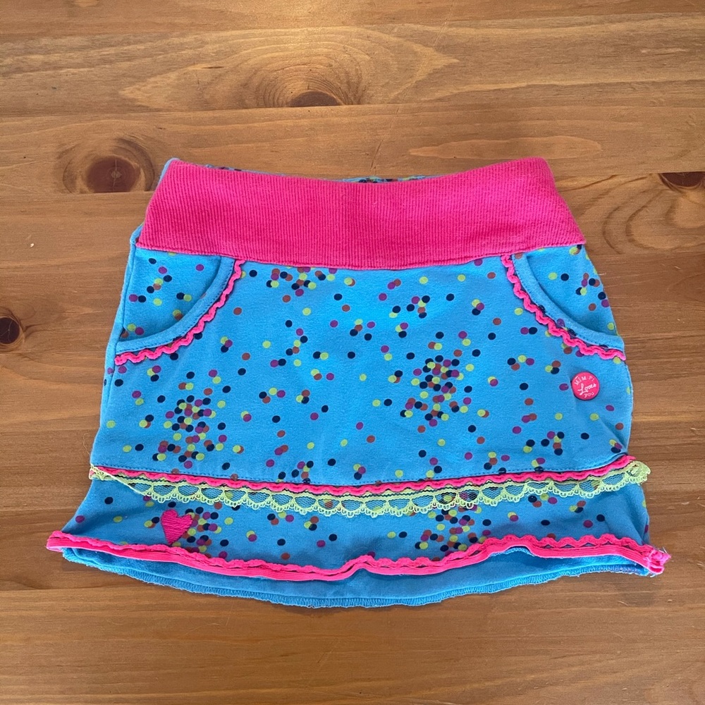 Mim-Pi Blue and Pink Cotton Polka Dot Skirt Baby Girl Toddler 18m
